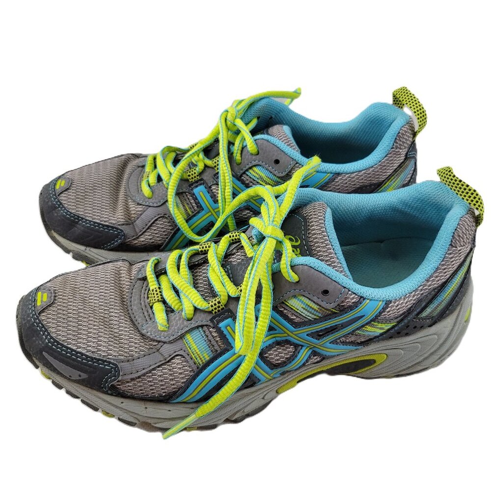 Asics Shoes Women's 7 Gray Blue Yellow Gel-Venture 5 T5N8N Running Shoe
